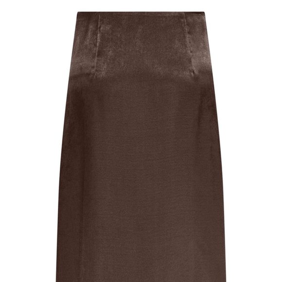 NWT Chocolate Brown Mille Satin Midi Skirt - Picture 6 of 16